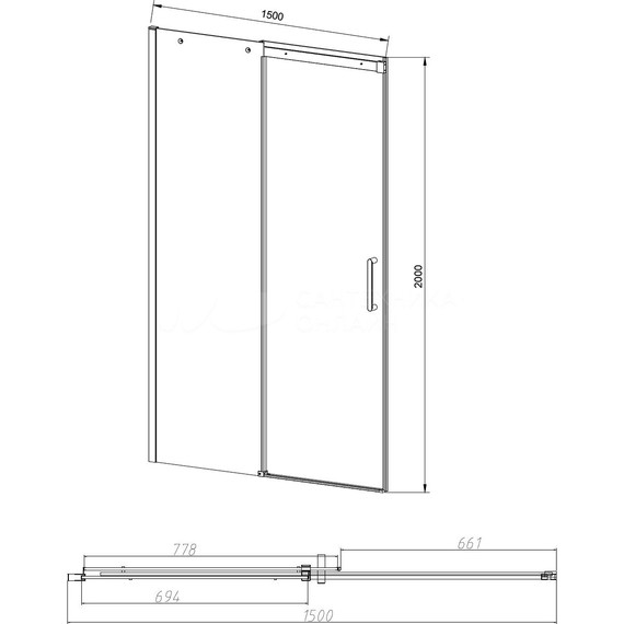 Душевая дверь Vincea Dice 150 см VDS-4D150CLB (стекло 8 мм), черный/прозрачное - фото 3