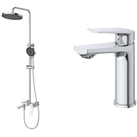 Душевой комплект Cezares: Душевая стойка COMFORT-CVD-01 + смеситель для раковины COMFORT-LS-01-W0 (Новинка 2025) - фото 2