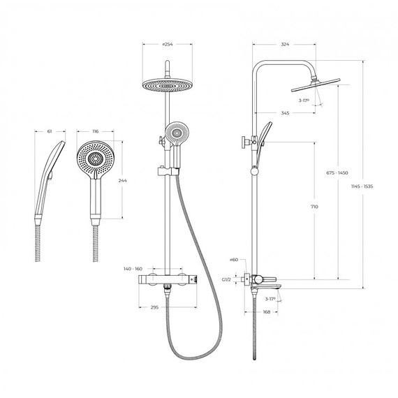 Душевой комплект Cezares: Душевая стойка LUX-CVD-01 + смеситель для раковины LUX-LS-01-W0 (Новинка 2025) - фото 19