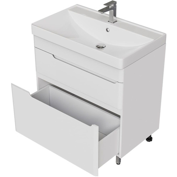 Тумба напольная с раковиной Mirsant Flat 80/2 80 см (раковина Line 80) белый - фото 4