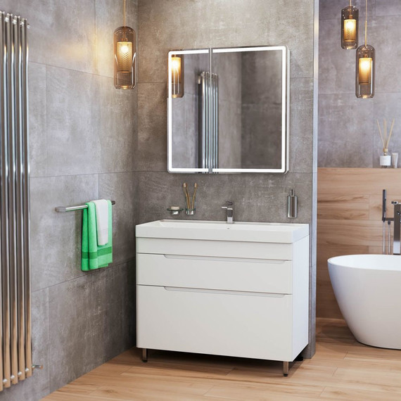 Тумба напольная с раковиной Mirsant Flat 80/2 80 см (раковина Line 80) белый - фото 7