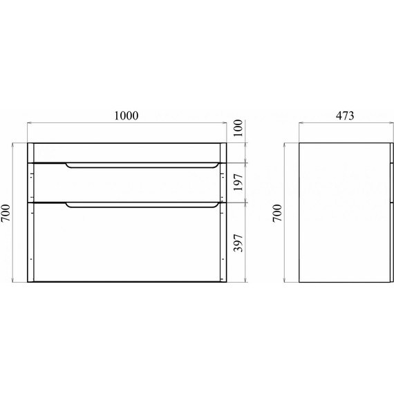Тумба напольная с раковиной Mirsant Flat 100/2 100 см (раковина Line 100) белый - фото 13