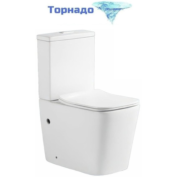 Унитаз-компакт безободковый Sole Rif Turbo с тонкой крышкой микролифт (система смыва Торнадо) - фото 