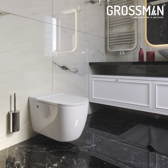 Унитаз импульсный подвесной Grossman Impuls GR-5502 с сиденьем микролифт, с инсталляцией Grossman 901.5502.01.000 в комплекте - фото 10