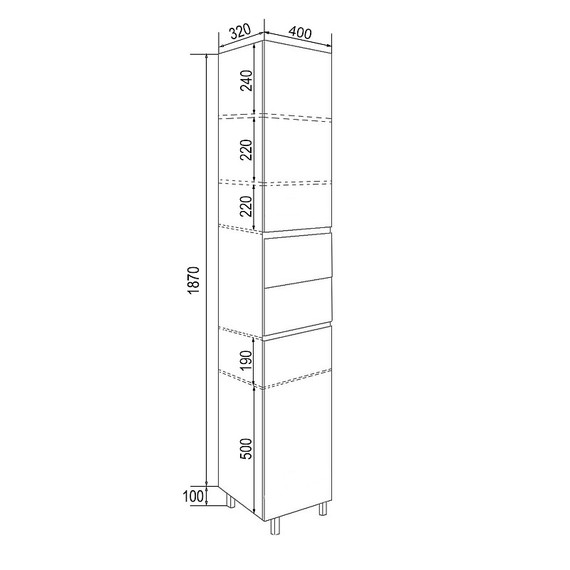Пенал напольный AN Эстелла 40 см R, графит - фото 5