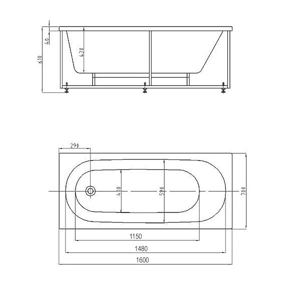 Ванна акриловая Azario Felisa 160х70 см AV.0040160 - фото 4