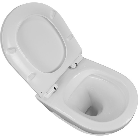 Унитаз подвесной безободковый Azario Grado AZ-0046-N с тонкой крышкой микролифт, Цвет производителя: белый - фото 5