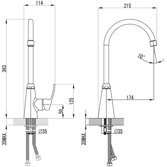 Смеситель для кухни Azario AZ-HU245900 - фото 2