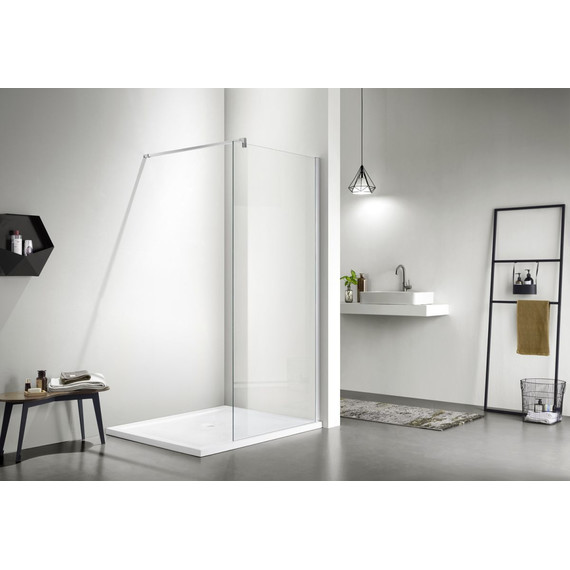 Душевая перегородка Azario Chicago Walk-in 70 см AZ-NAR6310 700 (стекло 8 мм) с кронштейном в комплекте, серебро/прозрачное - фото 2