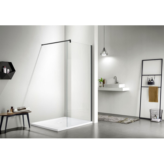 Душевая перегородка Azario Chicago Walk-in 80 см AZ-NAR6310 800 Black (стекло 8 мм) с кронштейном в комплекте, чёрный/прозрачное - фото 2