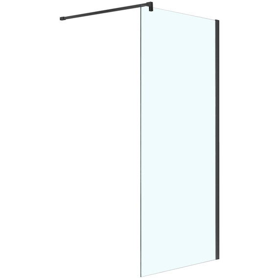 Душевая перегородка Azario Chicago Walk-in 80 см AZ-NAR6310 800 Black (стекло 8 мм) с кронштейном в комплекте, чёрный/прозрачное - фото 
