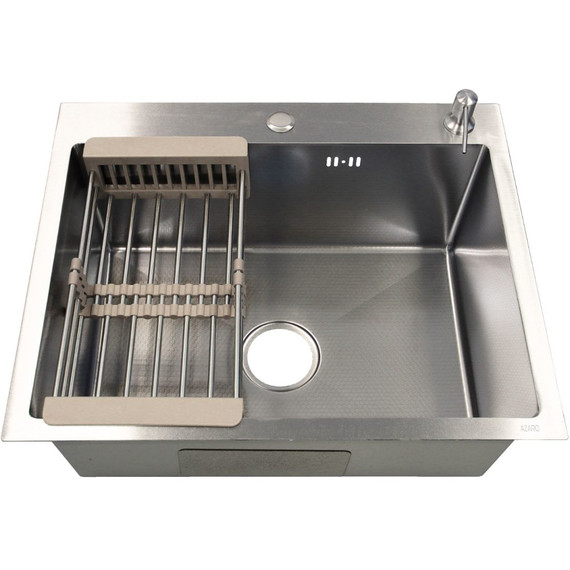 Кухонная мойка Azario Nicole AZS5050H (сифон, дозатор и коландер в комплекте) серебро соты - фото, картинка  Кухонная мойка Azario Nicole AZS5050H (сифон, дозатор и коландер в комплекте) серебро соты - фото