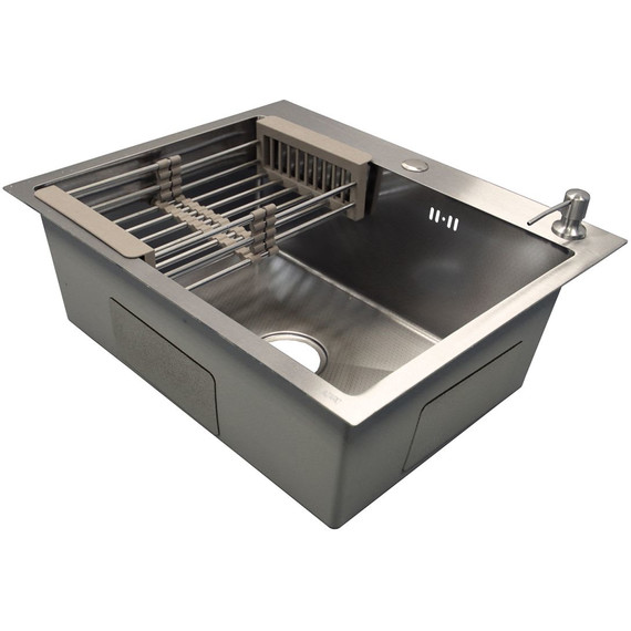 Кухонная мойка Azario Nicole AZS5050H (сифон, дозатор и коландер в комплекте) серебро соты - фото, картинка 2 Кухонная мойка Azario Nicole AZS5050H (сифон, дозатор и коландер в комплекте) серебро соты - фото 2