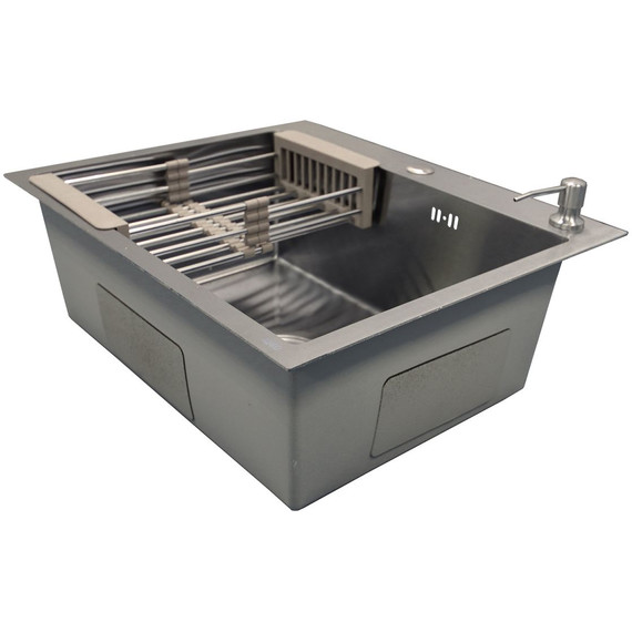 Кухонная мойка Azario Nicole AZS6050N (сифон, дозатор и коландер в комплекте) серебро - фото, картинка 3 Кухонная мойка Azario Nicole AZS6050N (сифон, дозатор и коландер в комплекте) серебро - фото 3