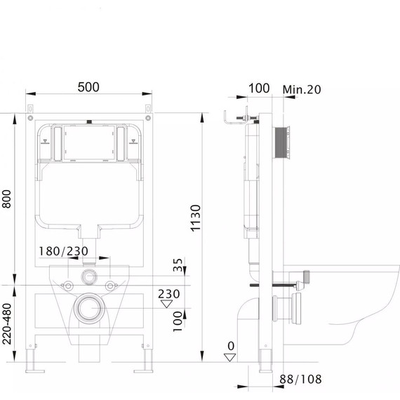 Инсталляция с подвесным унитазом комплект: Aquatek Standart 50 INS-0000012 с подвесным безободковым унитазом Azario Grado AZ-0046-UQ3 сиденье микролифт (Система смыва торнадо) - фото 15