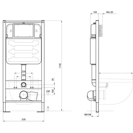 Инсталляция с подвесным унитазом комплект: Aquatek Pneumo S50 INSP-0000001 с подвесным безободковым унитазом Azario Grado AZ-0046-UQ3 сиденье микролифт (Система смыва торнадо) - фото 15