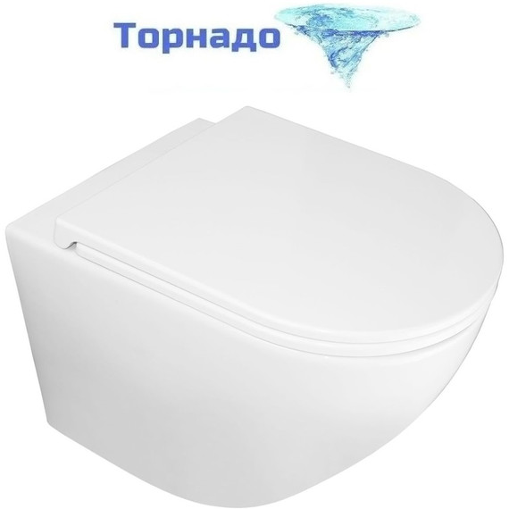 Унитаз подвесной безободковый Azario Pro PRO-0001 UQ3 с тонкой крышкой микролифт (система смыва Торнадо) - фото 