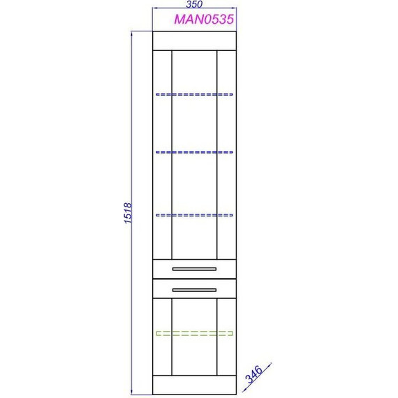 Пенал подвесной Aqwella Манчестер 35 см MAN0535 - фото, картинка 5 Пенал подвесной Aqwella Манчестер 35 см MAN0535 - фото 5