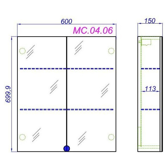 Зеркало-шкаф Aqwella Манчестер 60 см МС.04.06 - фото, картинка 4 Зеркало-шкаф Aqwella Манчестер 60 см МС.04.06 - фото 4