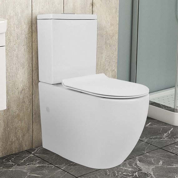 Унитаз-компакт безободковый Azario Corsa AZ-2062T с тонкой крышкой микролифт (Система смыва Торнадо) - фото 14