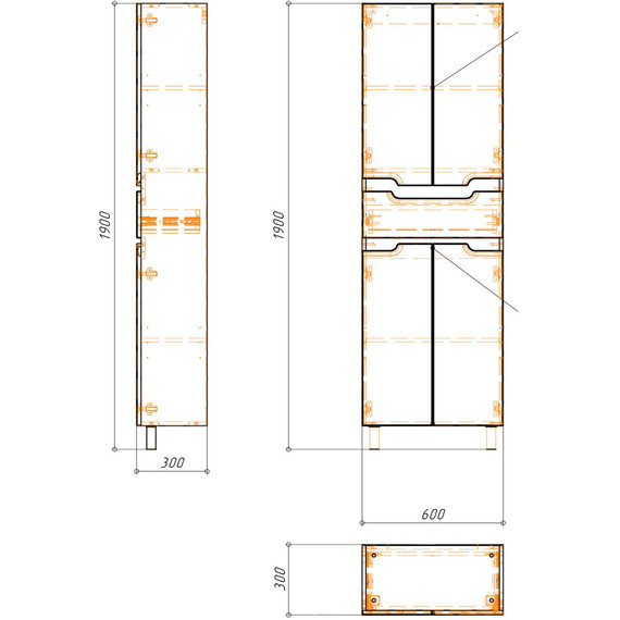 Пенал напольный Loranto Kantri 60/1 60 см CS00097266, белый глянцевый - фото 5