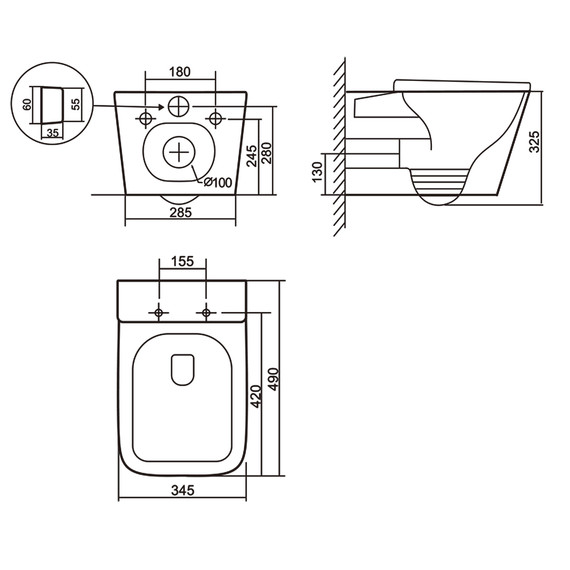 Унитаз подвесной безободковый Azario Cascad M AZ-10002 с тонкой крышкой микролифт (Система смыва Торнадо) - фото 17