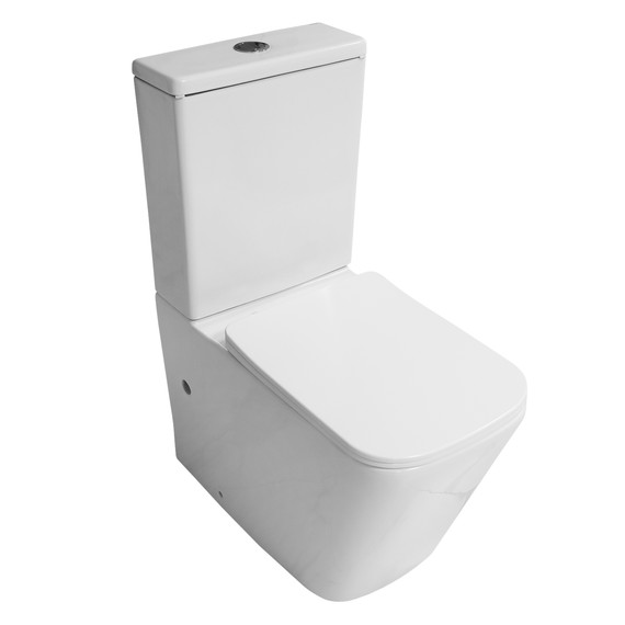 Унитаз-компакт безободковый Azario Indor AZ-T004B-R с тонкой крышкой микролифт - фото 
