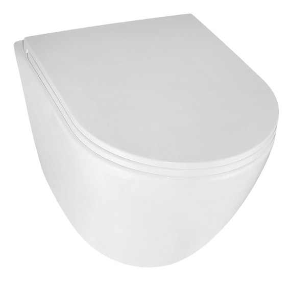 Унитаз подвесной безободковый Azario Eclat AZ-2381-A с тонкой крышкой микролифт (Система смыва Торнадо) - фото 2