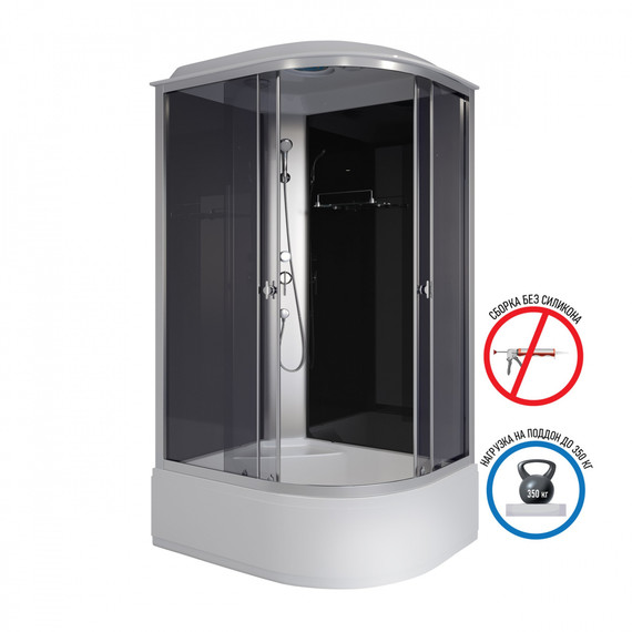 Душевая кабина Niagara Eco 120x80 см E120/80/40L/TN, с высоким поддоном 40см, профиль хром матовый, стекло тонированное (безсиликоновая сборка) - фото 2