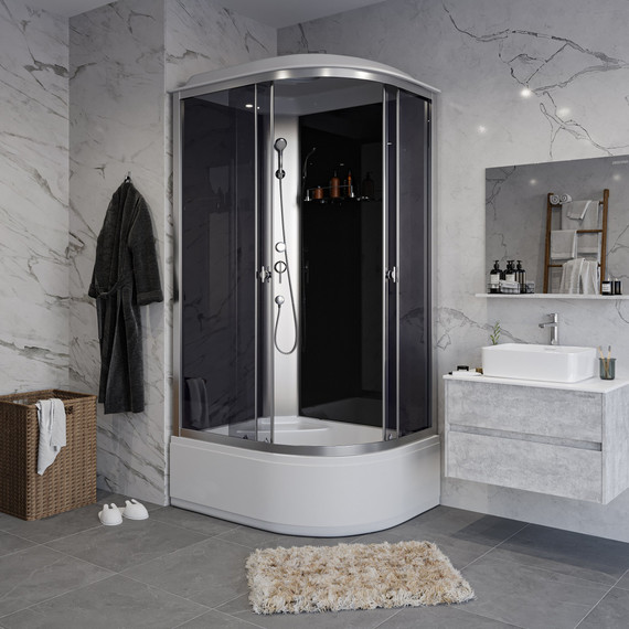 Душевая кабина Niagara Eco 120x80 см E120/80/40L/TN, с высоким поддоном 40см, профиль хром матовый, стекло тонированное (безсиликоновая сборка) - фото 