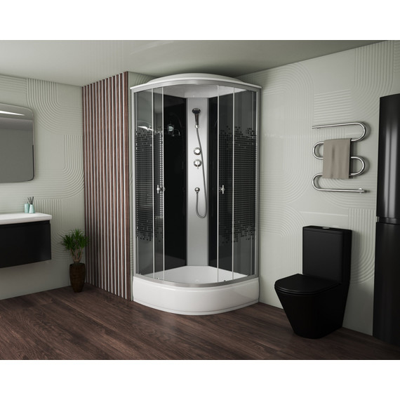 Душевая кабина Niagara Eco 90x90см NG-3504-14BLACK со средний поддоном 26см, стекло мозаика, профиль матовый хром (безсиликоновая сборка) - фото 5