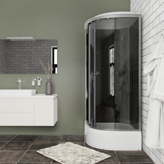 Душевая кабина Niagara Eco 90x90см NG-3504-14BLACK со средний поддоном 26см, стекло мозаика, профиль матовый хром (безсиликоновая сборка) - фото 4