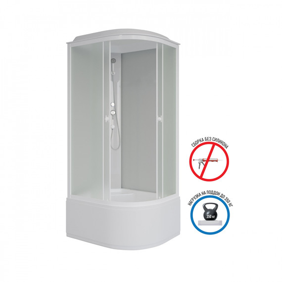 Душевая кабина Niagara Promo P100/80/40L/MT 100x80 см, с высоким поддоном 40 см, профиль белый, стекло матовое (безсиликоновая сборка) - фото 3