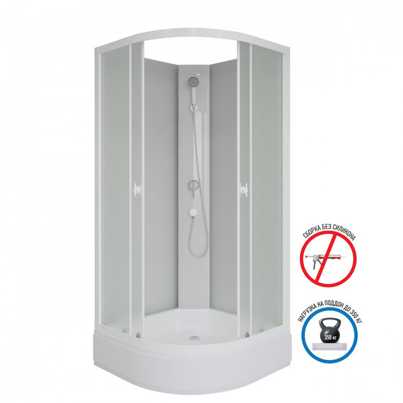 Душевая кабина Niagara Promo P90/26/MT/BK 90х90х200 см, со среднем поддоном (26см), профиль белый, стекло матовое (безсиликоновая сборка) - фото 2