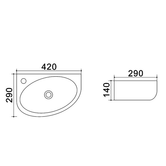 Раковина подвесная Azario 42 см AZ-4519-A - фото 2