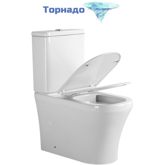 Унитаз-компакт безободковый Grossman GR-4485SQ с тонкой крышкой микролифт - фото 
