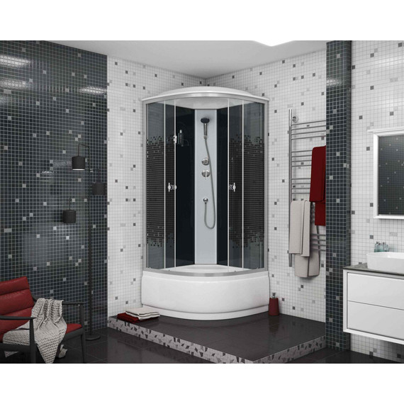 Душевая кабина Niagara Eco 90x90 см NG-7508-14BLACK, профиль хром матовый, стекло мозаика (безсиликоновая сборка) - фото 3