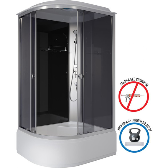 Душевая кабина Niagara Eco 120x90 см E120/90/40R/TN, профиль хром матовый, стекло тонированное (безсиликоновая сборка) - фото 3