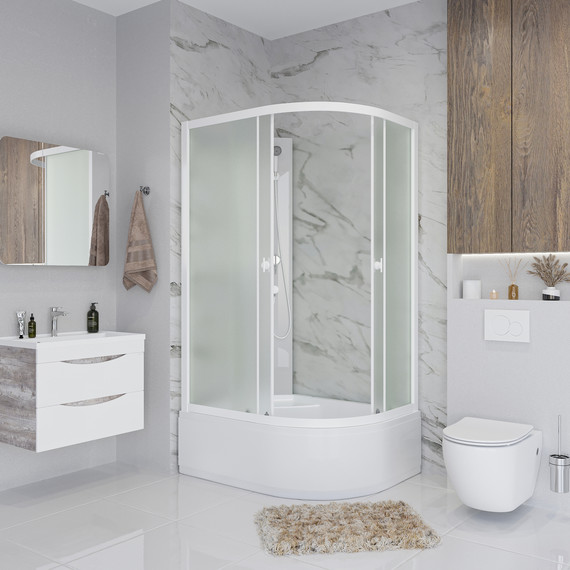 Душевая кабина Niagara 90x70 см P90/70/40L/MT/BK, с высоким поддоном 40см, профиль белый, стекло матовое, (безсиликоновая сборка) - фото, картинка 5 Душевая кабина Niagara 90x70 см P90/70/40L/MT/BK, с высоким поддоном 40см, профиль белый, стекло матовое, (безсиликоновая сборка) - фото 5