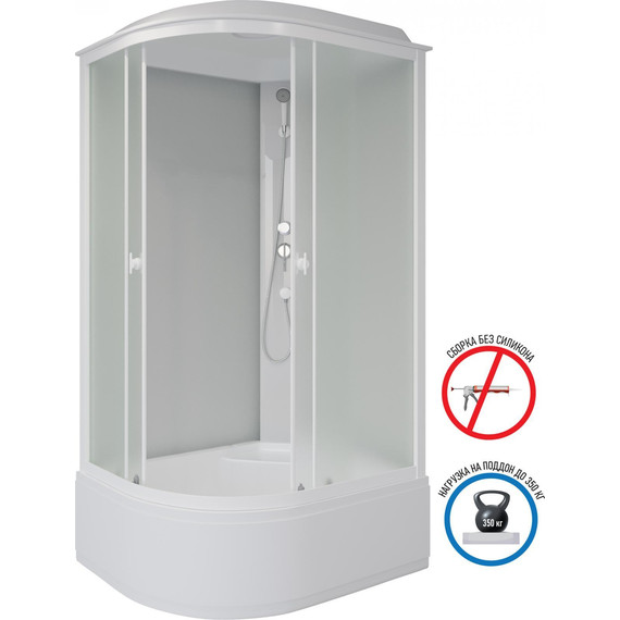 Душевая кабина Niagara Promo P100/80/40R/MT 100x80 см, с высоким поддоном 40см, профиль белый, стекло матовое (безсиликоновая сборка) - фото 2