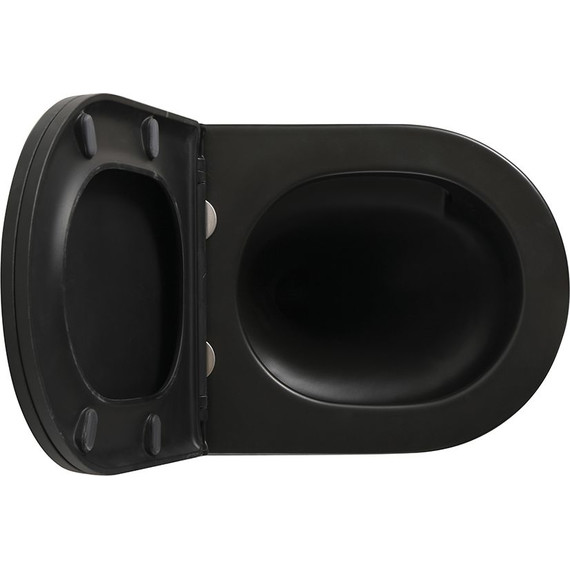 Унитаз подвесной безободковый Veconi Ando VAN-48TB (Система смыва торнадо) с тонкой крышкой микролифт, чёрный матовый - фото 6