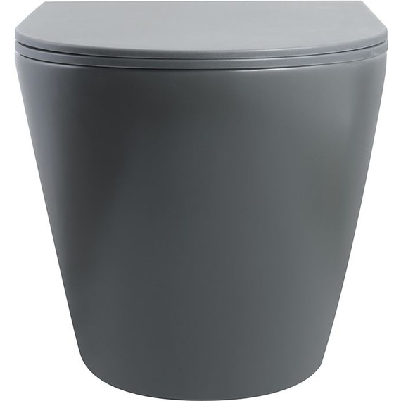 Унитаз подвесной безободковый Veconi Ando VAN-48TGR (Система смыва торнадо) с тонкой крышкой микролифт, серый матовый - фото 4