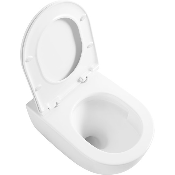 Унитаз подвесной безободковый Veconi Ento VEN-52T (Система смыва торнадо) с тонкой крышкой микролифт - фото 5