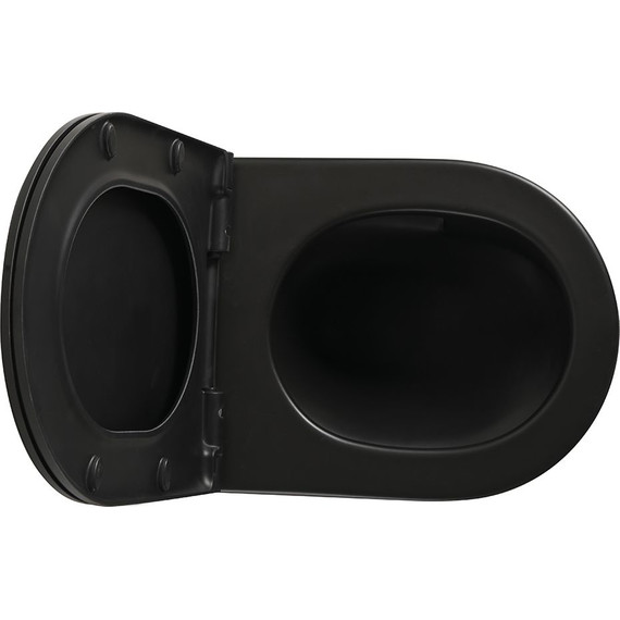 Унитаз подвесной безободковый Veconi Ento VEN-52TB (Система смыва торнадо) с тонкой крышкой микролифт, чёрный матовый - фото 6