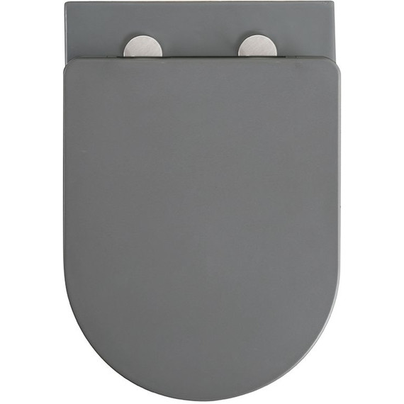 Унитаз подвесной безободковый Veconi Ento VEN-52TGR (Система смыва торнадо) с тонкой крышкой микролифт, серый матовый - фото 4