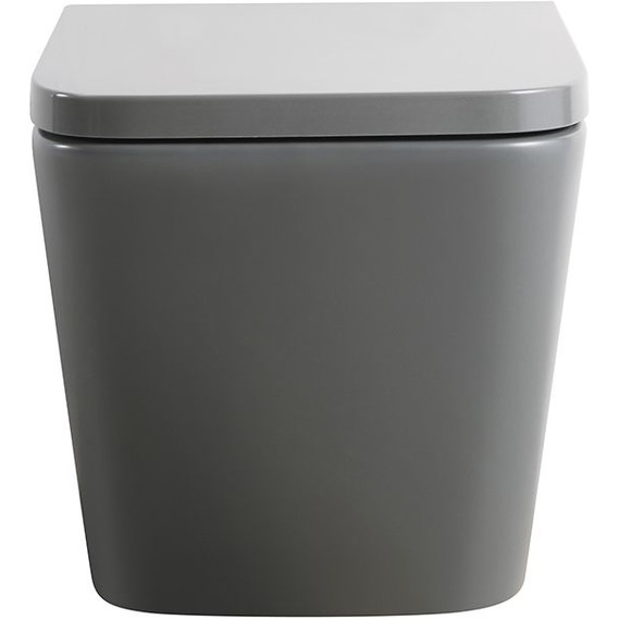 Унитаз подвесной безободковый Veconi Pulo VPU-51TGR (Система смыва торнадо) с тонкой крышкой микролифт, серый матовый - фото 2