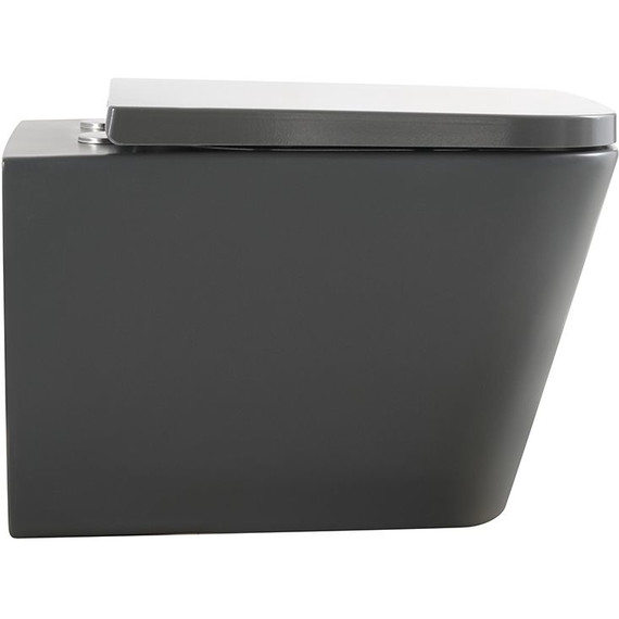 Унитаз подвесной безободковый Veconi Pulo VPU-51TGR (Система смыва торнадо) с тонкой крышкой микролифт, серый матовый - фото 4