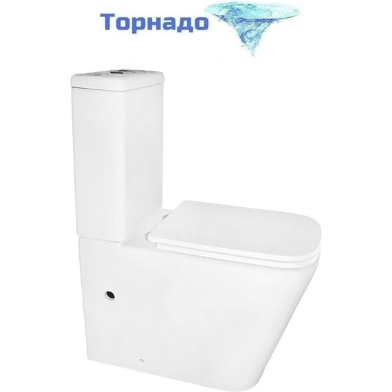 Унитаз-компакт безободковый Azario Etereo AZ-8203 с тонкой крышкой микролифт (Система смыва Торнадо) - фото 
