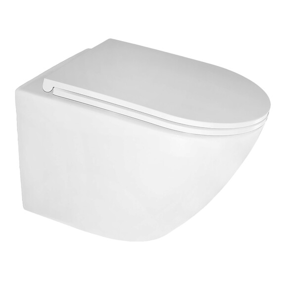 Унитаз подвесной безободковый Azario Eclat AZ-2381-A с тонкой крышкой микролифт (Система смыва Торнадо) - фото 2