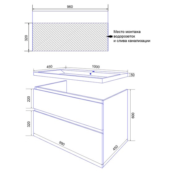 Тумба подвесная с раковиной Azario Viola 100 см CS00097150, бежевый - фото 8